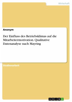 Der Einfluss des Betriebsklimas auf die Mitarbeitermotivation. Qualitative Datenanalyse nach Mayring (eBook, PDF)