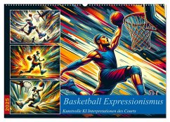 Basketball Expressionismus - Kunstvolle KI Interpretationen des Courts (Wandkalender 2025 DIN A2 quer), CALVENDO Monatskalender