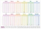 Urlaubs-/Team-Kalender 2025 A1+ [Rainbow] 89cm x 63cm gefalzt Eurolochung