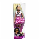 Barbie Fashionistas-Puppe mit schwarzem Haar und Karokleid