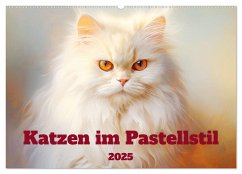 Katzen im Pastellstil (Wandkalender 2025 DIN A2 quer), CALVENDO Monatskalender