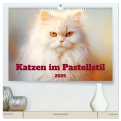 Katzen im Pastellstil (hochwertiger Premium Wandkalender 2025 DIN A2 quer), Kunstdruck in Hochglanz - Calvendo;Brunner-Klaus, Liselotte