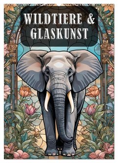 Wildtiere und Glaskunst im Tiffany Stil (Wandkalender 2025 DIN A2 hoch), CALVENDO Monatskalender - Calvendo;ShirtScene