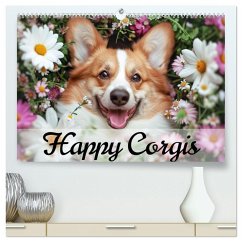 Happy Corgis (hochwertiger Premium Wandkalender 2025 DIN A2 quer), Kunstdruck in Hochglanz - Calvendo;Bee, Ally