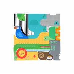 Wooden Puzzle + Play: Shaped Safari Animals - Petit Collage