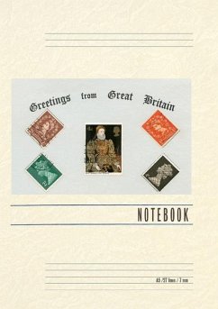 Vintage Lined Notebook Greetings from Great Britain, Stamps