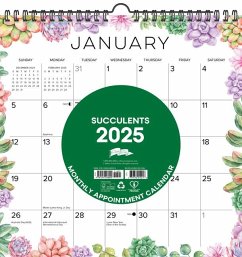 Succulents 2025 12 X 12 Spiral Wall Calendar - Willow Creek Press