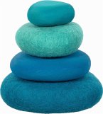 Goki 58345 - Findlinge aus Holz und Wollfilz, 4-teilig, Stapelspiel, goki evolution