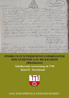 Findbuch zum Personenstandsregister der Gemeinde Gau-Bickelheim/Rheinhessen - Anja Korndörfer & Gerhard Remmet