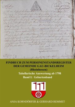 Findbuch zum Personenstandsregister der Gemeinde Gau-Bickelheim/Rheinhessen - Anja Korndörfer & Gerhard Remmet