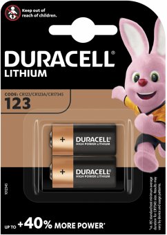 1x2 Duracell Lithium CR123A Fotobatterie 3V 1400mAh CR17345