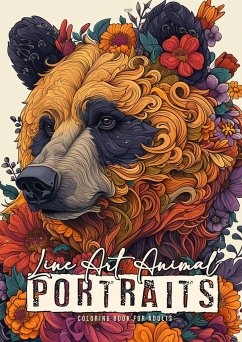 Line Art Animal Portraits Coloring Book for Adults - Publishing, Monsoon;Grafik, Musterstück