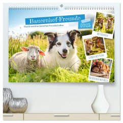 Bauernhof-Freunde - Hunde und ihre tierischen Freundschaften (hochwertiger Premium Wandkalender 2025 DIN A2 quer), Kunstdruck in Hochglanz - Calvendo;Frost, Anja