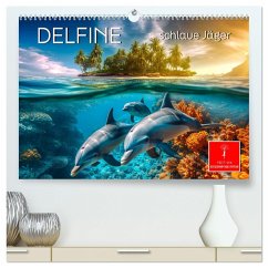 Delfine - schlaue Jäger (hochwertiger Premium Wandkalender 2025 DIN A2 quer), Kunstdruck in Hochglanz
