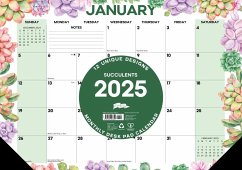 Succulents 2025 17 X 12 Small Monthly Deskpad - Willow Creek Press