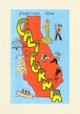 Vintage Lined Notebook Greetings from California, Cartoon