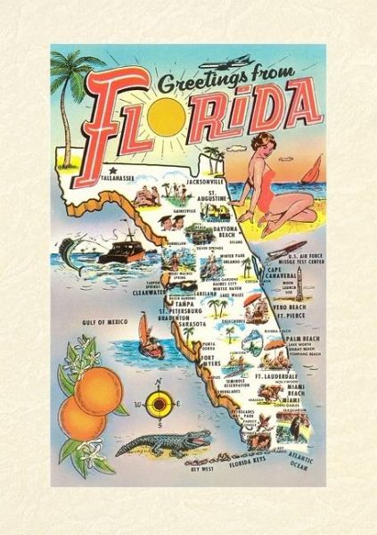 Vintage Lined Notebook Greetings from Florida, Map