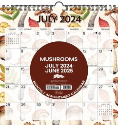 Mushrooms Academic July 2024 - June 2025 12 X 12 Spiral Wall Calendar - Willow Creek Press