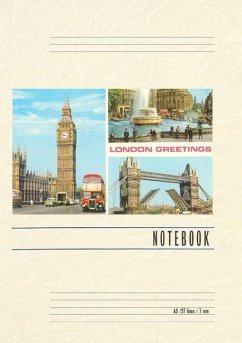Cover Vintage Lined Notebook London Greetings, Color Scenes