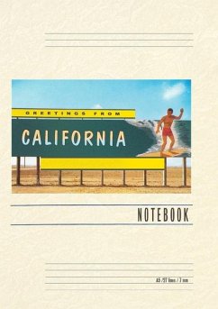 Vintage Lined Notebook Greetings from California, Surfer on Billboard