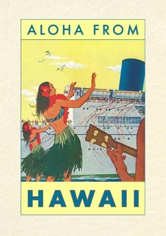 Cover Vintage Lined Notebook Aloha from Hawaii, Hawaiian Girls Greeting Cruise Ship