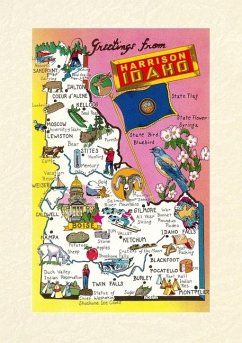 Cover Vintage Lined Notebook Greetings from Harrison, Map