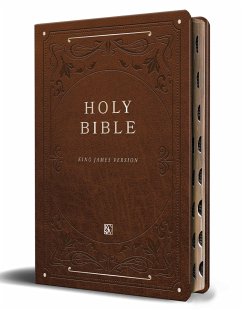 KJV Holy Bible, Giant Print Thinline Large Format, Brown Premium Imitation Leath Er with Ribbon Marker, Red Letter, and Thumb Index - King James Version