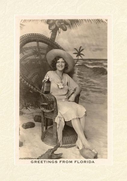 Vintage Lined Notebook Greetings from Florida, Woman in Chair with Gator