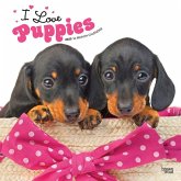 I Love Puppies 2025 12 X 24 Inch Monthly Square Wall Calendar Plastic-Free