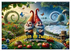 Jahreszeiten im Zwergenreich: Ein Gartenabenteuer (Wandkalender 2025 DIN A2 quer), CALVENDO Monatskalender