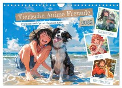 Tierische Anime-Freunde - Fröhliche Streifzüge mit Hund und Katze (Wandkalender 2025 DIN A4 quer), CALVENDO Monatskalender