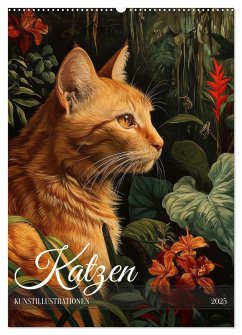 Katzen Kunstillustrationen (Wandkalender 2025 DIN A2 hoch), CALVENDO Monatskalender - Calvendo;Switzerland, Kavodedition