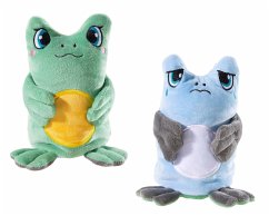 Heunec 756274 - Moodbooster Fröschchen Otto, Wendemaskottchen, Frosch-Wende-Plüschfigur mit Stimme, grün/blau, Größe: 15cm