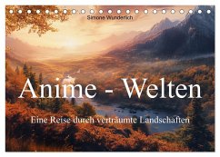 Anime - Welten: Eine Reise durch verträumte Welten (Tischkalender 2025 DIN A5 quer), CALVENDO Monatskalender