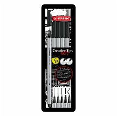 STABILO Filzstift & Fineliner Multi-Liner-Set - Creative Tips - ARTY, 5er Pack schwarz