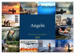 Angeln - Impressionen mit coolen Sprüchen (Wandkalender 2025 DIN A2 quer), CALVENDO Monatskalender - Calvendo;Michel, Susan