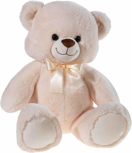 Heunec 142046 - Bär mit Schleife, Teddybär, Plüsch, cremefarbig, 55 cm