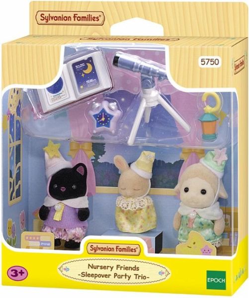 Sylvanian Families 5750 - Nursery Friends Sleepower Party Trio, Erlebniskindergarten Freunde Übernachtungsparty, Puppen-Spielset - Epoch