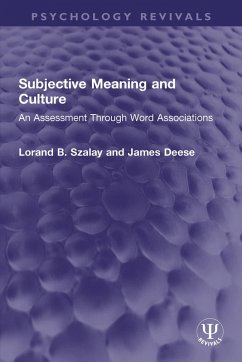 Subjective Meaning and Culture (eBook, PDF) - Szalay, Lorand B.; Deese, James