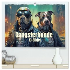 Gangsterhunde - KI-Bilder (hochwertiger Premium Wandkalender 2025 DIN A2 quer), Kunstdruck in Hochglanz