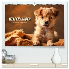 Welpenzauber: Ein Kalender zum Verlieben (hochwertiger Premium Wandkalender 2025 DIN A2 quer), Kunstdruck in Hochglanz