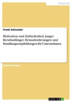 Motivation und Zufriedenheit junger Berufsanfänger. Herausforderungen und Handlungsempfehlungen für Unternehmen - Schneider, Frank