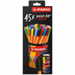 Fineliner - STABILO point 88 - ARTY - 45er Metalldose - mit 45 verschiedenen Farben