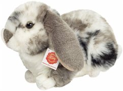 Cover Teddy Hermann 937333 - Widderkaninchen sitzend grau-weiß gescheckt, Plüschtier, 23 cm