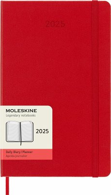 Moleskine 12 Monate Tageskalender 2025, Large/A5, 1 Tag = 1 Seite, Fester Einband, Scharlachrot