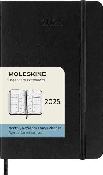 Moleskine 12 Monate Monatsnotizkalender 2025, P/A6, Weicher Einband, Schwarz