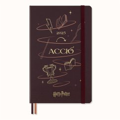 Moleskine Harry Potter Accio 12 Monate Tageskalender 2025, L/A5, Fester Einband, Bordeauxrot