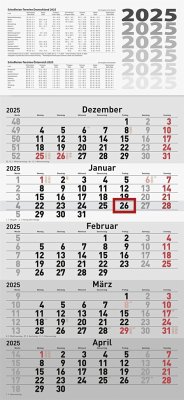 rido/idé 7033520005 5-Monatskalender (2025)  1 Blatt = 5 Monate  300 × 495 mm  12 Blatt