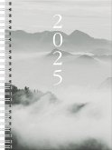 rido/idé 7021807015 Buchkalender Modell Timing 1 (2025) &quote;Cloudy Mountains&quote;  2 Seiten = 1 Woche  A5  160 Seiten  Grafik-Einband  grau