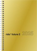 rido/idé 7021121915 Buchkalender Modell futura 2 (2025)  2 Seiten = 1 Woche  A5  160 Seiten  Glanzkarton-Einband  goldfarben